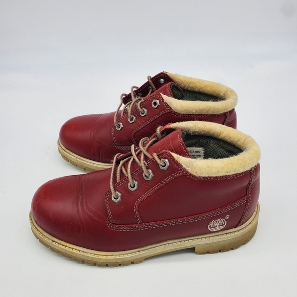 VINTAGE TIMBERLAND NELLIE WATERPROOF BOOTS CITY RED JUNIORS SIZE 5 M SHOES - Picture 7 of 12